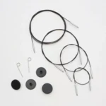 KnitPro Thin & Flex Cavo, Nero Argento Swivel, 40–150 cm