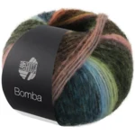 Lana Grossa Bomba 07 Pesca/bianco-/chiaro-/verde scuro/grigio petrolio/-marrone/blu turchese